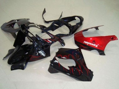 Compra Carenado Moto Kawasaki ZX9R 2000-2001 - Negro Brillante Rojo Llama