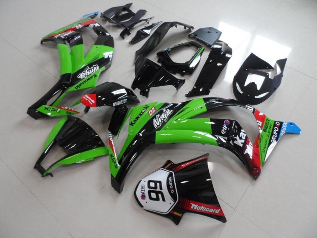 Compra Carenados Moto Kawasaki ZX10R 2011-2015 - Verde Rojo Negro Brillante KIPS Motocard Elf 66