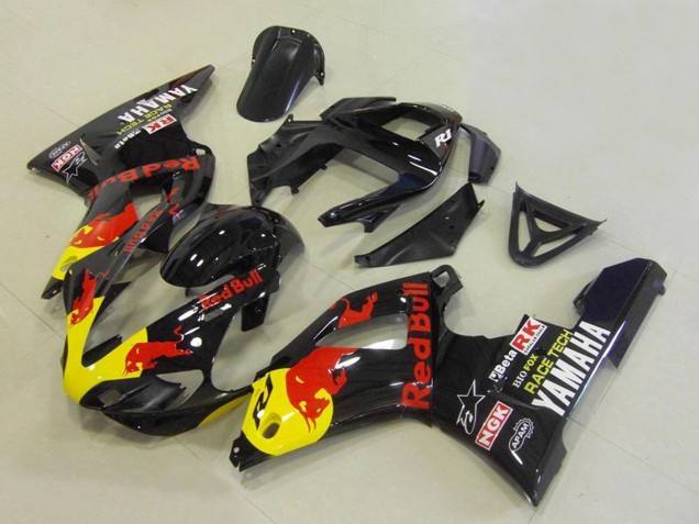 Compra Carenados Moto Yamaha YZF R1 2000-2001 - Negro Brillante Amarillo Rojo Bull