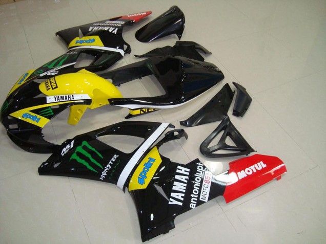Compra Carenados Moto Yamaha YZF R1 2000-2001 - Negro Brillante Amarillo Blanco Rojo Monstruo Motul