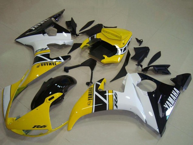 Compra Carenados Moto Yamaha YZF R6 2003-2004 - Amarillo Blanco Negro Brillante Anniversary