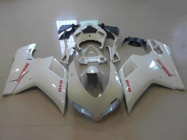Compra Carenados Moto Ducati 848 2007-2014 - Blanco Brillante Rojo Calcomanías