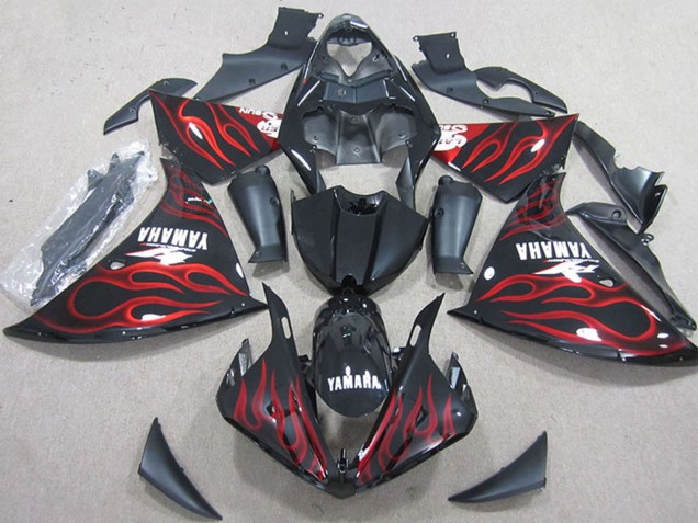 Compra Carenados Moto Yamaha YZF R1 2012-2014 - Negro Brillante Rojo Llama