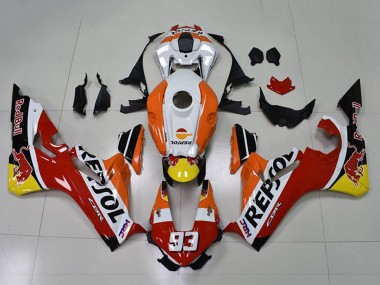 Compra Carenados Moto Honda CBR1000RR 2017-2023 - Naranja Blanco Rojo Negro Brillante Repsol Rojo Bull 93