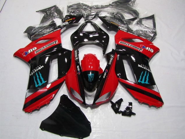 Compra Carenados Moto Kawasaki ZX6R 2007-2008 - Rojo Negro Monstruo