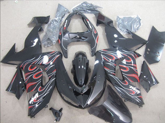 Compra Carenados Moto Kawasaki ZX10R 2006-2007 - Negro Brillante Rojo Blanco Llama