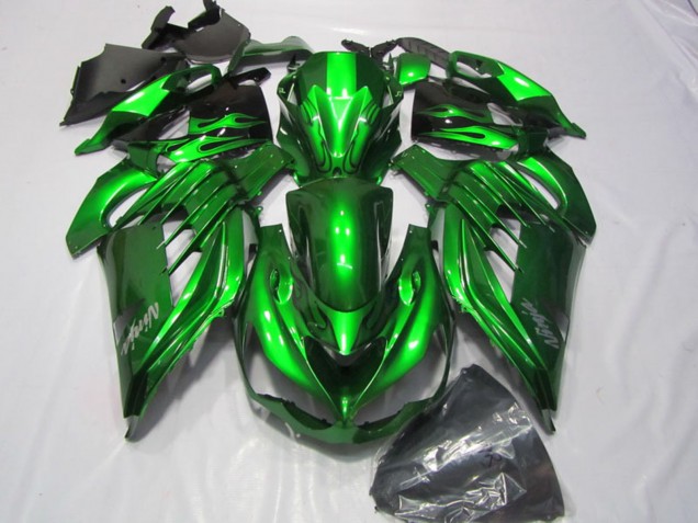 Compra Carenados Moto Kawasaki ZX14R ZZR1400 2012-2024 - Verde Negro Brillante Plata Ninja