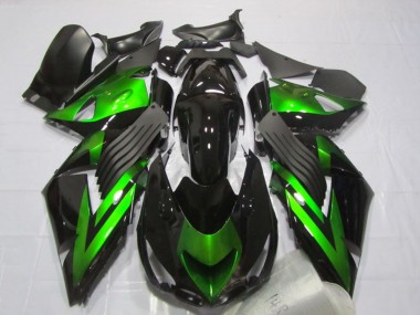 Compra Carenados Moto Kawasaki ZX14R ZZR1400 2006-2011 - Negro Brillante Verde Raya