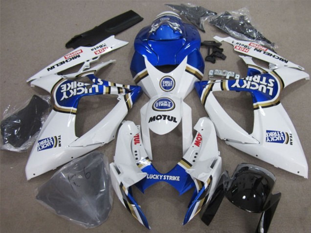 Compra Carenados Moto Suzuki GSXR 600 2006-2007 - Blanco Azul Lucky Strike Motul