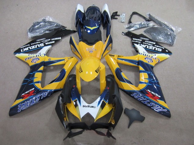 Compra Carenados Moto Suzuki GSXR 600 2008-2010 - Blanco Amarillo Azul Alstare Corona Extra