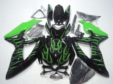 Compra Carenados Moto Suzuki GSXR 600 2008-2010 - Negro Brillante Verde Llama
