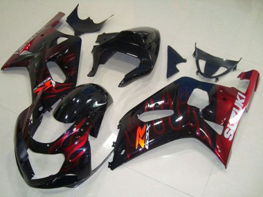 Compra Carenados Moto Suzuki GSXR 750 2001-2003 - Negro Brillante Rojo Llama