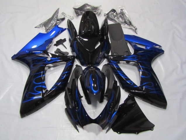 Compra Carenados Moto Suzuki GSXR 750 2006-2007 - Negro Brillante Azul Llama