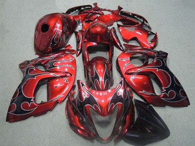 Compra Carenados Moto Suzuki GSXR 1300 Hayabusa 1996-2007 - Rojo Plata Negro Llama