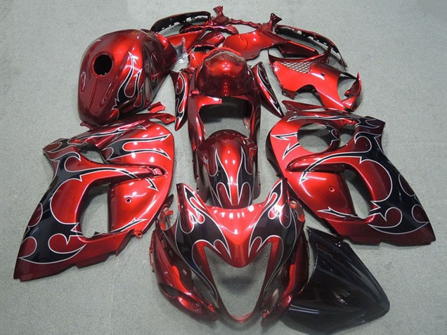 Compra Carenados Moto Suzuki GSXR 1300 Hayabusa 1996-2007 - Rojo Plata Negro Llama