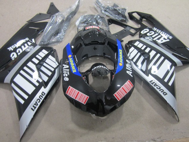 Compra Carenados Moto Ducati 848 1098 1198 2007-2014 - Plata Rojo Azul Negro Brillante Alice