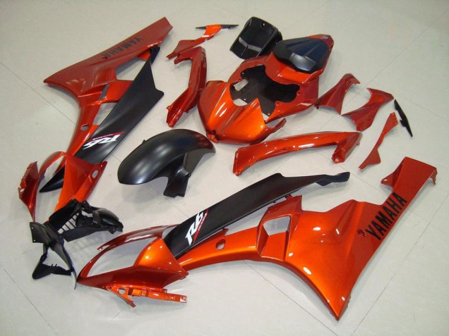 Naranja Negro Mate Kit Carenado Moto Yamaha R6 06-07 Naranja Negro Mate Kit Carenado Moto Yamaha R6 06-07
