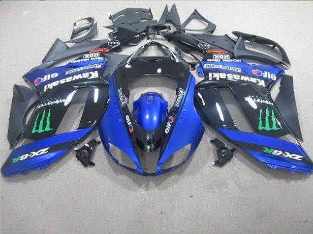 Negro Azul Monster Carenado Moto Kawasaki ZX6R 07-08 Negro Azul Monster Carenado Moto Kawasaki ZX6R 07-08