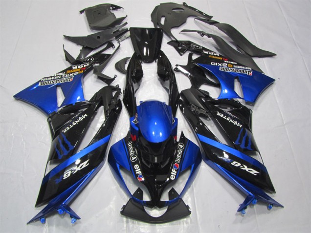 Negro Azul Monster Carenado Moto Kawasaki ZX6R 09-12 Negro Azul Monster Carenado Moto Kawasaki ZX6R 09-12