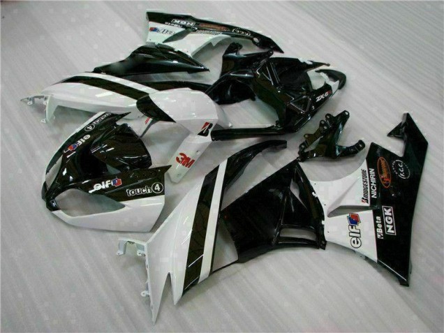 Negro Blanco 3M Touch4 Inyección Kits Carenado Moto Kawasaki ZX6R 09-12 Negro Blanco 3M Touch4 Inyección Kits Carenado Moto Kawasaki ZX6R 09-12