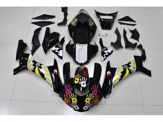 Negro Blanco Carenado Moto Yamaha R1 15-19 Negro Blanco Carenado Moto Yamaha R1 15-19