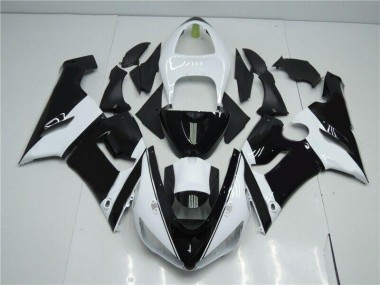Negro Blanco Carenado & Plástico Moto Kawasaki ZX6R 05-06