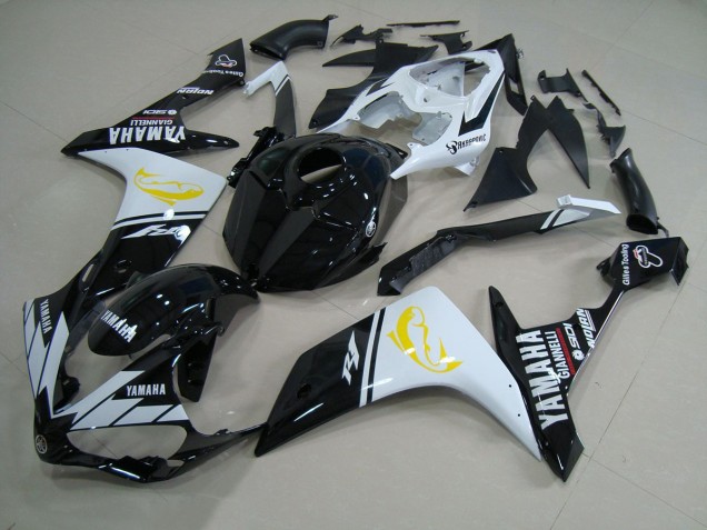 Negro Blanco Dolphin Carenado Moto Yamaha R1 07-08 Negro Blanco Dolphin Carenado Moto Yamaha R1 07-08