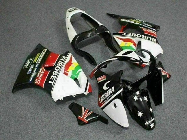 Negro Blanco Eurobet Carenado Moto Kawasaki ZX6R 00-02 Negro Blanco Eurobet Carenado Moto Kawasaki ZX6R 00-02