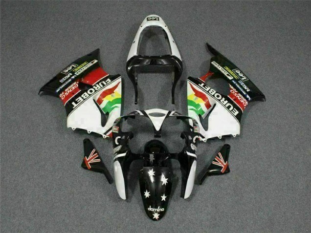 Negro Blanco Eurobet Carenado Moto Kawasaki ZX6R 00-02 Negro Blanco Eurobet Carenado Moto Kawasaki ZX6R 00-02