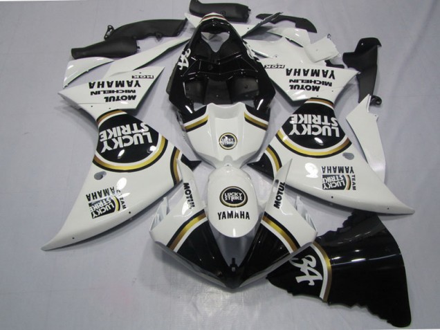 Negro Blanco Lucky Strike Carenado Moto Yamaha R1 09-11 Negro Blanco Lucky Strike Carenado Moto Yamaha R1 09-11