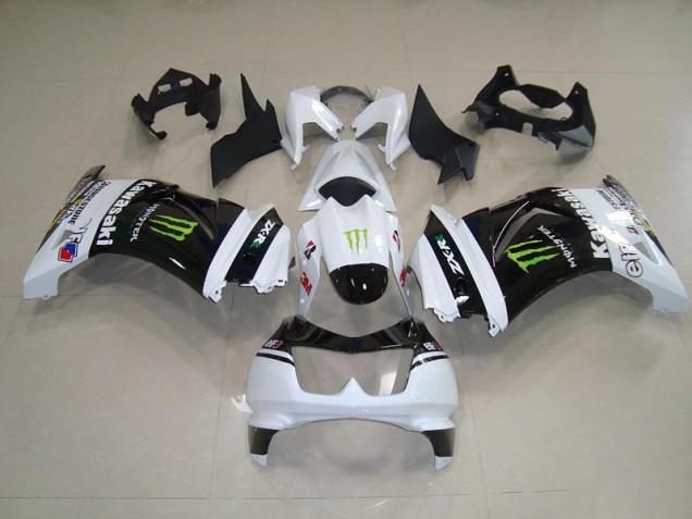 Negro Blanco Monster Kit Carenado ABS Completo Kawasaki ZX 250R 08-12 Negro Blanco Monster Kit Carenado ABS Completo Kawasaki ZX 250R 08-12