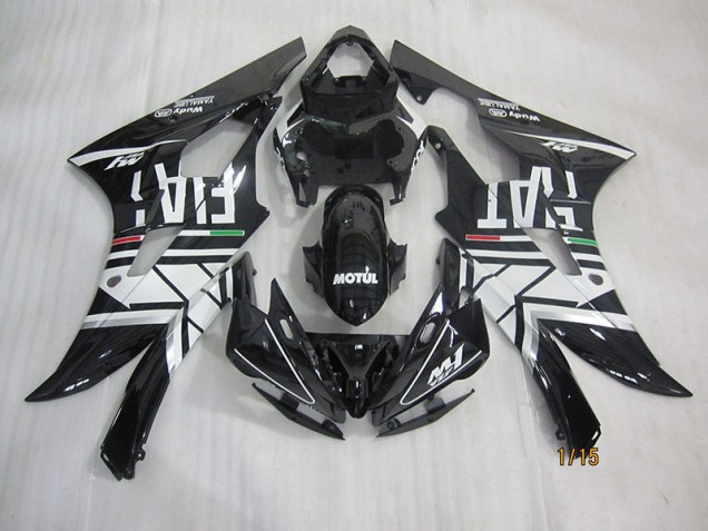 Negro Blanco Motul Fiat Carenado Moto Yamaha R6 06-07 Negro Blanco Motul Fiat Carenado Moto Yamaha R6 06-07