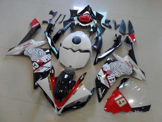Negro Blanco Rojo Carenado Moto Yamaha R1 07-08 Negro Blanco Rojo Carenado Moto Yamaha R1 07-08