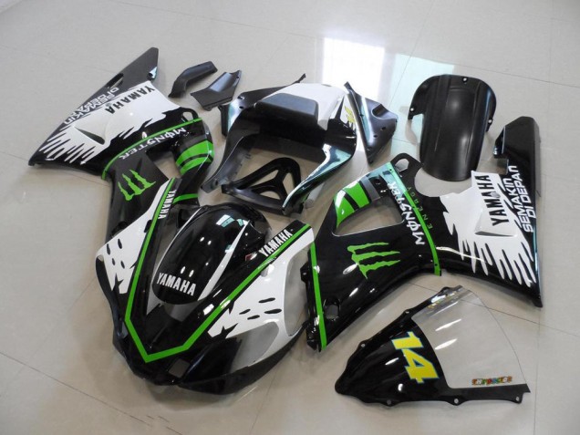Negro Blanco Verde Monster Carenados Moto Yamaha R1 00-01 Negro Blanco Verde Monster Carenados Moto Yamaha R1 00-01