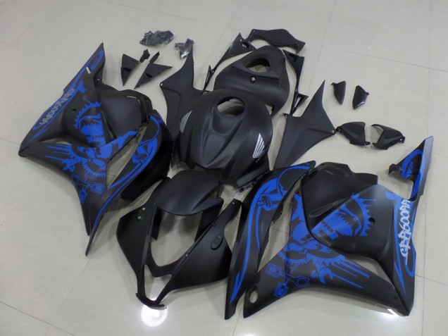Negro Mate Azul Cráneo Carenado Moto Honda CBR 600 RR 09-12 Negro Mate Azul Cráneo Carenado Moto Honda CBR 600 RR 09-12