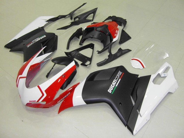 Negro Mate Blanco Rojo Carenado Moto Ducati 848 1098 1198 07-14 Negro Mate Blanco Rojo Carenado Moto Ducati 848 1098 1198 07-14