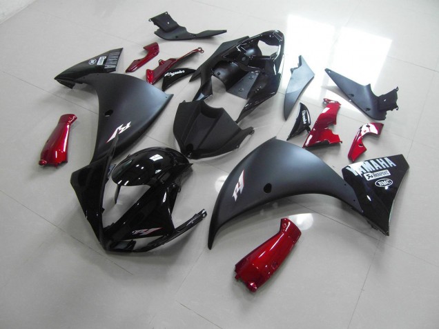 Negro Mate Rojo Carenado Moto Yamaha R1 09-11 Negro Mate Rojo Carenado Moto Yamaha R1 09-11