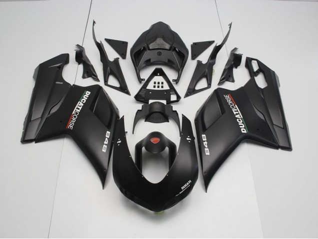 Negro Mate con Blanco Calcomanías Carenado Moto Ducati 848 1098 1198 07-14 Negro Mate con Blanco Calcomanías Carenado Moto Ducati 848 1098 1198 07-14