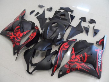 Negro Mate con Rojo Cráneo Carenado Moto Honda CBR 600 RR 09-12