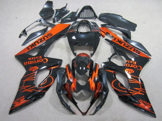 Negro Naranja Corona Extra Carenado Moto Suzuki GSXR 1000 K5 05-06 Negro Naranja Corona Extra Carenado Moto Suzuki GSXR 1000 K5 05-06