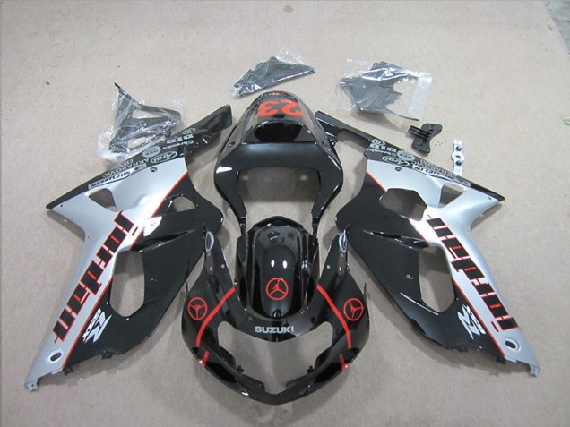 Negro Plata Carenado Moto Suzuki GSXR 600 K1 K2 K3 01-03 Negro Plata Carenado Moto Suzuki GSXR 600 K1 K2 K3 01-03