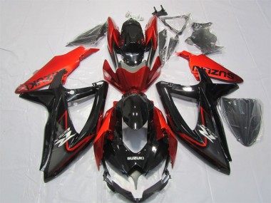 Negro Rojo ABS Kits Carenado Moto Suzuki GSXR 1000 K7 07-08
