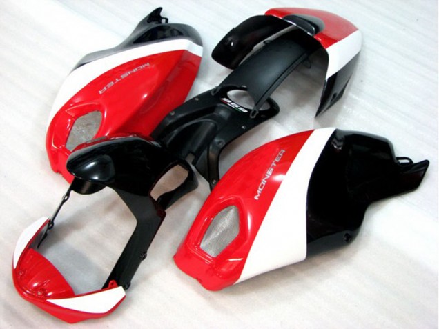 Negro Rojo Blanco Monster Carenado Moto Ducati Monster 696 08-12 Negro Rojo Blanco Monster Carenado Moto Ducati Monster 696 08-12