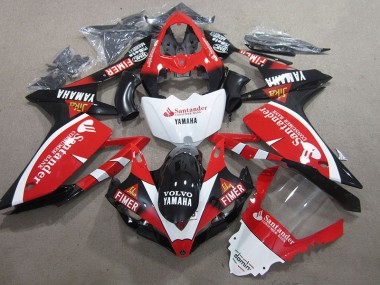 Negro Rojo Blanco Santander Carenado Moto Yamaha R1 07-08