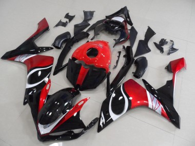 Negro Rojo Brillante Carenado Moto Yamaha R1 07-08