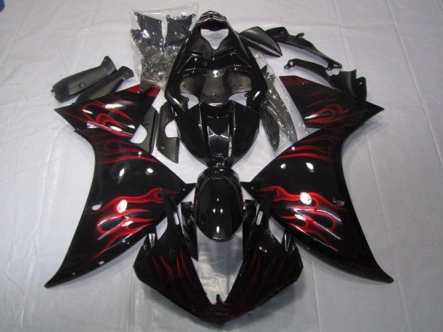 Negro Rojo Llama Carenado Moto Yamaha R1 09-11 Negro Rojo Llama Carenado Moto Yamaha R1 09-11