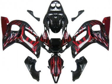 Negro Rojo Llama Carenado Moto Yamaha R6 98-02