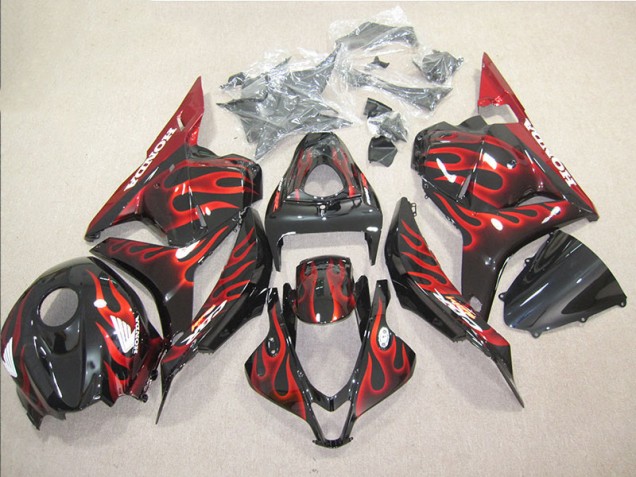 Negro Rojo Llama Kit Carenado Moto Honda CBR 600 RR 09-12 Negro Rojo Llama Kit Carenado Moto Honda CBR 600 RR 09-12