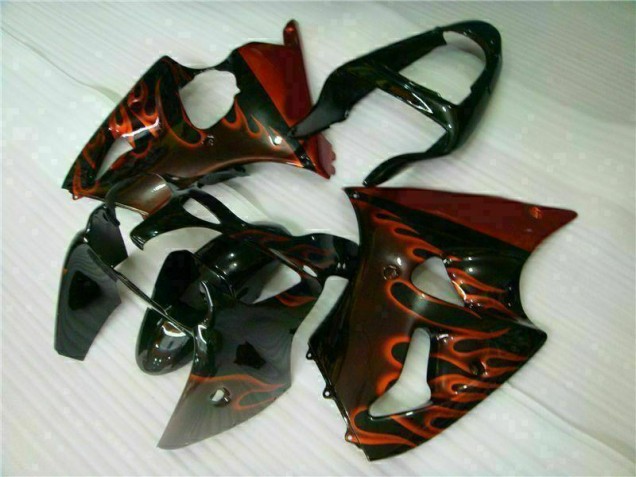 Negro Rojo Llama Kit Completo Carenado Moto Kawasaki ZX6R 00-02 Negro Rojo Llama Kit Completo Carenado Moto Kawasaki ZX6R 00-02