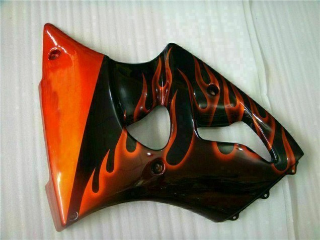 Negro Rojo Llama Kit Completo Carenado Moto Kawasaki ZX6R 00-02 Negro Rojo Llama Kit Completo Carenado Moto Kawasaki ZX6R 00-02
